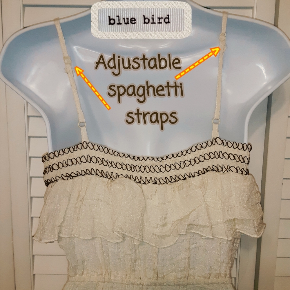 Blue Bird Boho Ruffly Spaghetti Strap Dress - Picture 6 of 10
